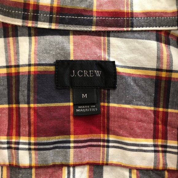 J. Crew Red, Blue, & Cream Plaid Shirt, Medium - Picture 3 of 8